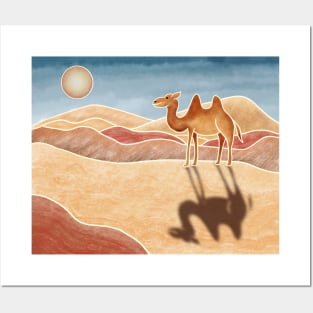 Camel in the Desert, Batik silk painting style Posters and Art